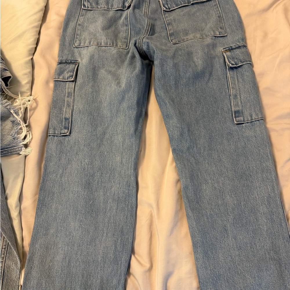 Denim Forum Light Blue Cargo Women's Jeans